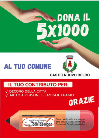 Castelnuovo belbo in aiuto alle persone e famiglie fragili con il 5 x 1000