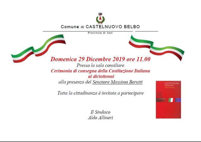 Cerimonia di consegna Costituzione Italiana ai diciottenni