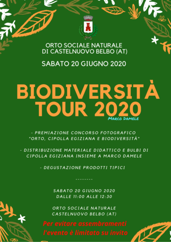 Riparte il Biodiversità Tour 2020 dall'orto sociale naturale di Castelnuovo Belbo