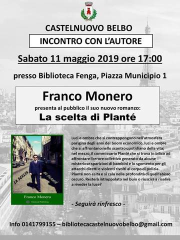ore 17 del 11 maggio presentazione del libro “La scelta di Plantè”di Franco Monero